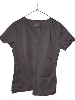 ❤️ Dickies Gray Scrub Top Size Small